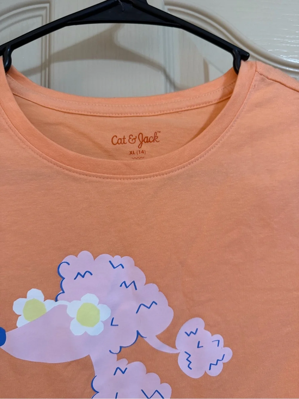 Cat & Jack Peach Short-Sleeve Tee with Pink Poodle Graphic